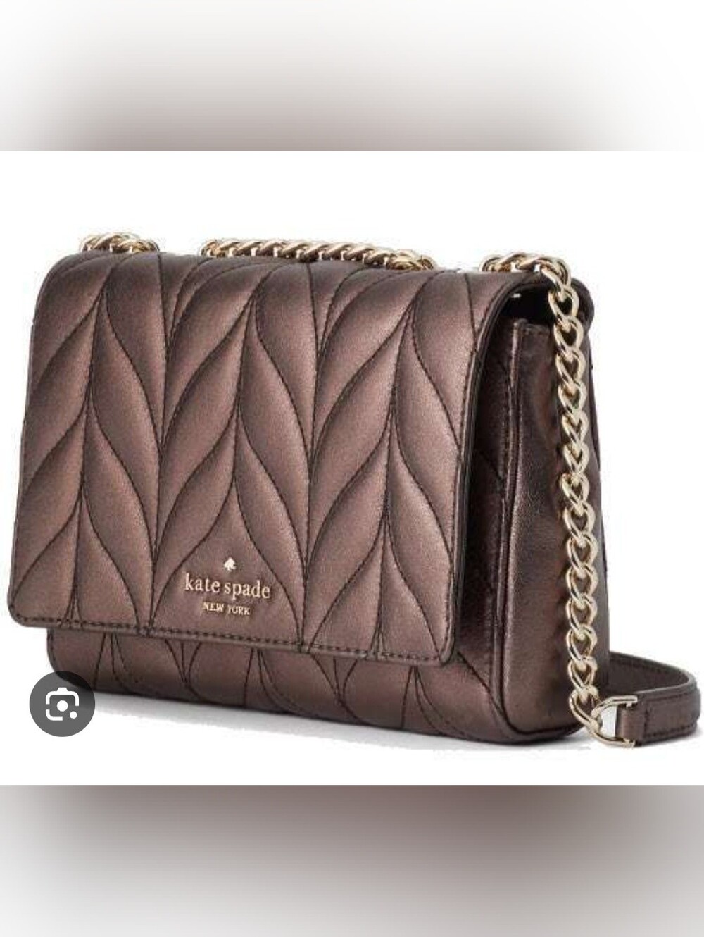 Kate Spade Briar Lane Quilted Mini Emelyn Crossbody Metallic Oak Bag